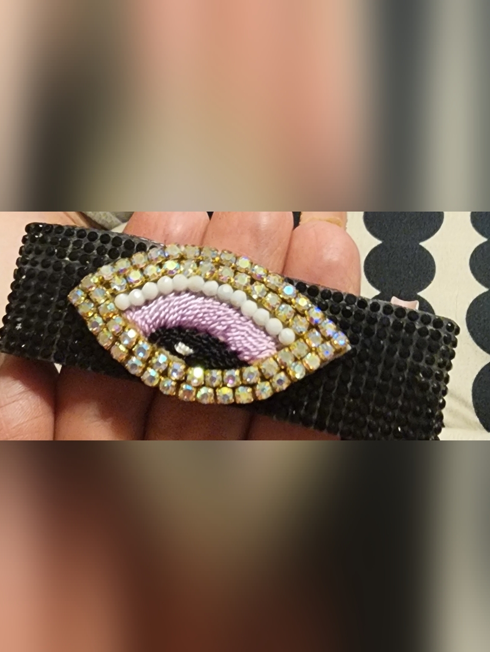 Beaded Black Eye Ojo Turco with Rhinestones Bracelet